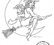Coloriage Belle sorci&egrave;re en volant
