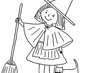 Coloriage Fille sorci&egrave;re dessin simple