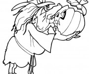 Coloriage Halloween sorci&egrave;re citrouille