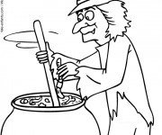 Coloriage Sorcier pr&eacute;pare un poison