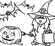 Coloriage Sorci&egrave;re avec citrouille