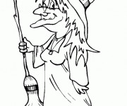 Coloriage Sorci&egrave;re avec son balai