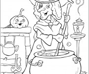 Coloriage Sorci&egrave;re chaudron facile