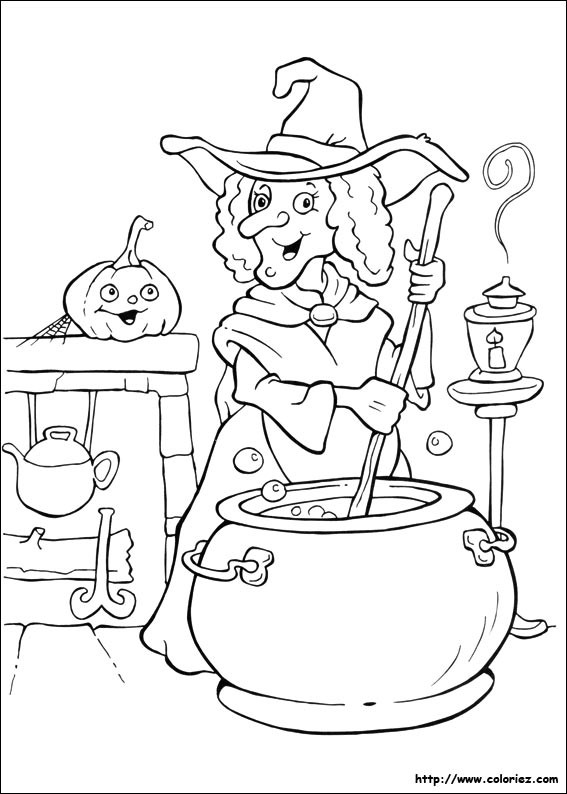 Coloriage Sorciere Chaudron Facile Dessin Gratuit A Imprimer