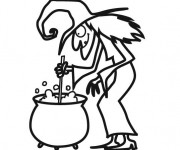 Coloriage Sorci&egrave;re et chaudron ligne