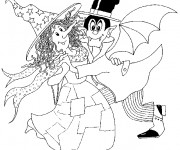 Coloriage Sorcière et Dracula