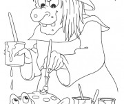Coloriage Sorci&egrave;re et grenouille