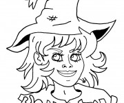 Coloriage Sorci&egrave;re et Halloween
