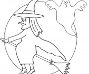 Coloriage et dessins gratuit Sorcière et le fantôme à imprimer