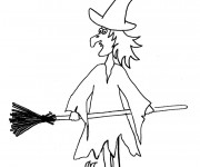 Coloriage Sorci&egrave;re porte son balai