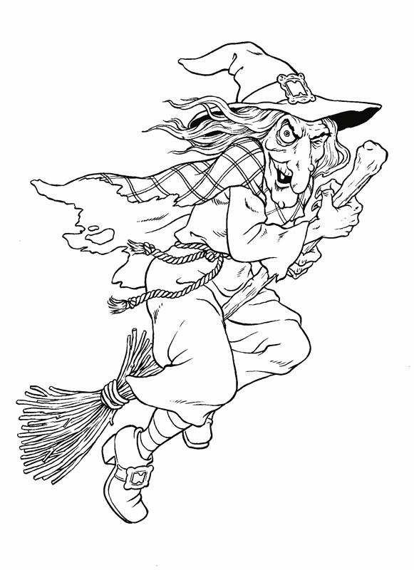 Coloriage Sorcière réaliste dessin gratuit à imprimer