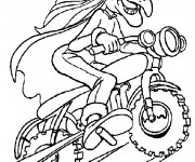 Coloriage Sorci&egrave;re sur son moto