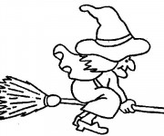 Coloriage Une Sorci&egrave;re son balai