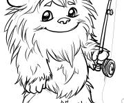 Coloriage Abominable avec une canne &agrave; p&ecirc;che