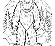 Coloriage Abominable bigfoot g&eacute;ant en marchant