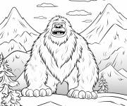Coloriage Abominable en sc&egrave;ne dans la montagne