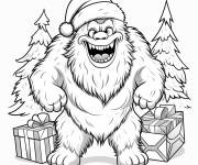 Coloriage Abominable f&ecirc;te le noel