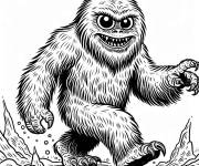 Coloriage Abominable poilu avec des gros yeux