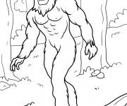 Coloriage Bigfoot cach&eacute; dans la for&ecirc;t