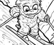 Coloriage Chibi y&eacute;ti fait du ski
