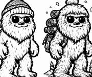 Coloriage Deyx Y&eacute;ti pr&ecirc;t pour l'exploration