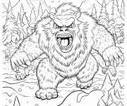 Coloriage G&eacute;ant Y&eacute;ti terrifiant