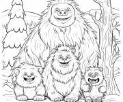 Coloriage Image de papa Y&eacute;ti avec ses petits