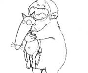 Coloriage et dessins gratuit Le c&acirc;lin de Y&eacute;ti avec so ami à imprimer