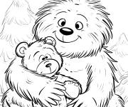 Coloriage Maman yeti avec son petit