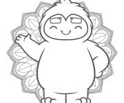 Coloriage Mandala de Yeti facile en maternelle
