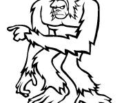 Coloriage et dessins gratuit Monstre Y&eacute;ti qui se rassemble &agrave; un homme à imprimer