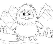 Coloriage Petit Y&eacute;ti tout seul dans la foret