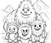 Coloriage Photo de Y&eacute;ti avec ses enfants