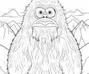Coloriage Portrait d'un abominable en noir et blanc