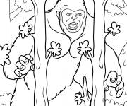 Coloriage Un Bigfoot &eacute;mergeant des arbres