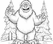 Coloriage Un gros abominable devant la foret