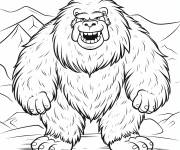 Coloriage Un gros abominable en criant dans la foret