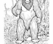 Coloriage Un Sasquatch  l&eacute;gendaire qui se rassemble a un chompose 