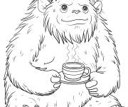 Coloriage Y&eacute;ti a besoin d'une pause caf&eacute;