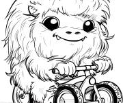 Coloriage Y&eacute;ti &agrave; v&eacute;lo