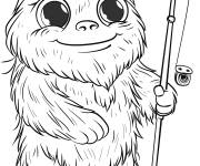 Coloriage Y&eacute;ti adorable aime la p&ecirc;che