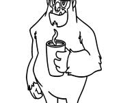 Coloriage et dessins gratuit Y&eacute;ti avec du caf&eacute; à imprimer
