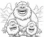 Coloriage Y&eacute;ti avec ses amis