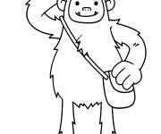 Coloriage Y&eacute;ti avec son sac