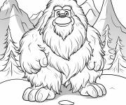 Coloriage Y&eacute;ti Bigfoot dans la foret pour enfants