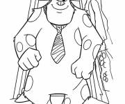 Coloriage et dessins gratuit Yeti de dessin anim&eacute; en cravate à imprimer