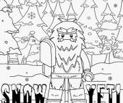 Coloriage Y&eacute;ti de neige devant une foret pendant l'hivers