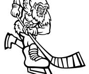 Coloriage Y&eacute;ti en jouant le Hockey