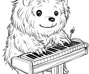 Coloriage Y&eacute;ti en jouant sur le piano