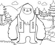 Coloriage et dessins gratuit Y&eacute;ti en v&ecirc;tements dans la foret à imprimer